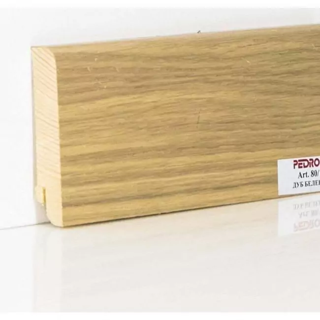 Плинтус напольный  Дуб Беленый Шпонированный Прямой 80х18 (10-100-00770)