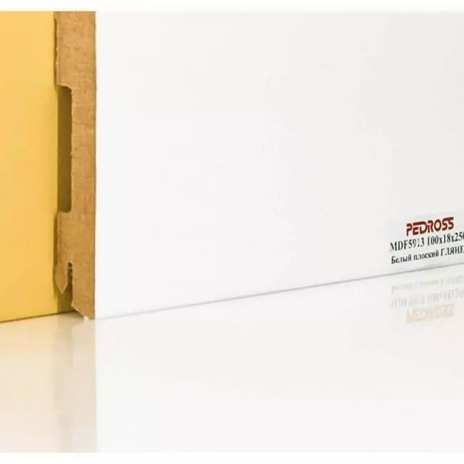 Плинтус напольный  White Белый Глянцевый Mdf5913 100x18 (10-100-00722)