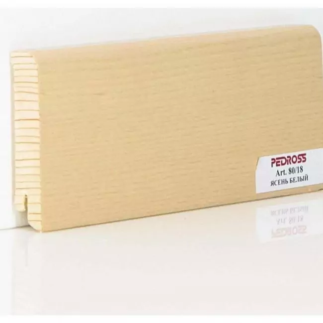 Плинтус напольный  Ясень Беленый Шпонированный Прямой 80х18 (10-100-00788)