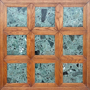 Модульный паркет Модульный Паркет С Камнем Скиптон Дуб Янтарный С Зелёным Мрамором (26-006-000210)